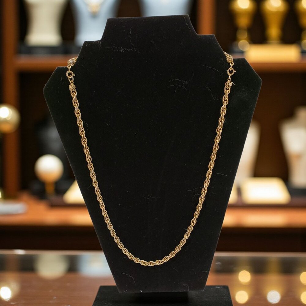 Gold Tone Necklace 2 Length Double Chain 19" & 7" =  26 Inch Necklace